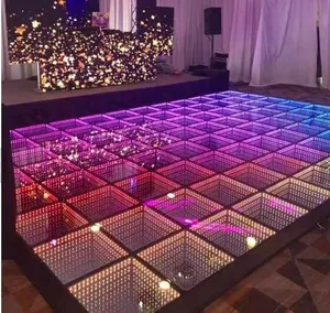 12W Licht Dance Stage Waterdicht Gehard Glas Oppervlak Dj Event Led Dance Infinity Spiegel Vloertegels