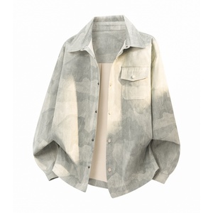 <span class=keywords><strong>Giacca</strong></span> <span class=keywords><strong>Oversize</strong></span> con Effetto Tie-dye Sfumato, Colletto Rovesciato, Chiusura con Bottoni a Pressione, Top Casual da Uomo per Streetwear - Product Image 5