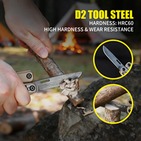 Pince multifonction professionnelle Xhandle MT-12 20-en-1 avec lame en acier D2, finition couleur sable délavée, outil EDC, lime, ouvre-bouteille, tige de démarrage de feu