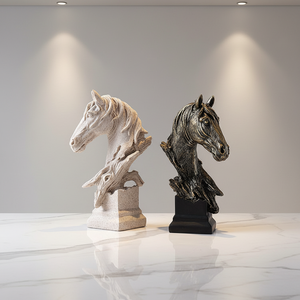פסל ראש סוס בגודל טבעי עשוי שרף, פסל חיה מפיברגלס בהתאמה אישית, גלריית אמנות מודרנית מינימליסטית - Product Image 1