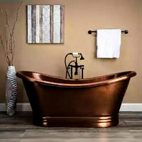 Décoration d'hôtel de luxe baignoire autoportante antique en cuivre pour salle de bain baignoire en cuivre bronze à vendre