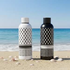 Black and White 500ml Keffiyeh Palestine Water Bottle Double Wall Stainless Steel Sports Travelling Water Bottle for Gym