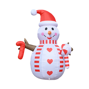 ตุ๊กตาเป่าลมคริสต์มาสสูง 6 ฟุต หมวกแดง ผ้าพันคอ ตุ๊กตาหิมะถือไม้เท้าขนมหวาน พร้อมไฟ LED สำหรับตกแต่งสวนกลางแจ้งในงานปาร์ตี้วันหยุด - Product Image 1