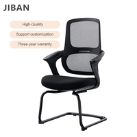 Chaises de bureau modernes en maille pour bureau à domicile et salle de réunion, ergonomiques, pivotantes, faciles à nettoyer, accoudoirs fixes, dossier mi-haut, pieds en arc, base en métal