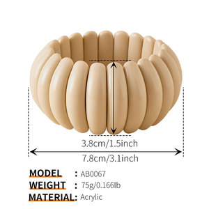 Bracciale Bohemien in Acrilico Elastico da Donna, Design Largo e Voluminoso, Vestibilità Elastica, Braccialetto Colorato Impilabile per Festival e Uso Quotidiano - Product Image 4