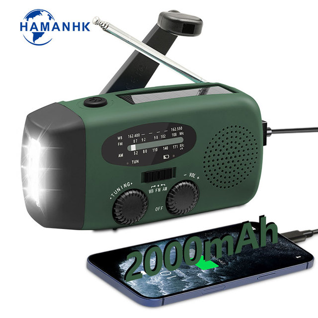 Outdoor Emergency Radio AM FM Solar Dynamo Hand Crank Portable Radio With Flashlight Hand Crank Radio Emergency