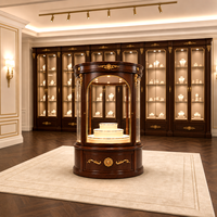Vitrine de présentation de bijoux en bois sculpté de style européen avec éclairage LED pour l'exposition de parfums et cosmétiques en showroom