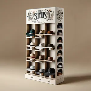Custom Cardboard Hat Display Shelves Shop Storage End Cap Baseball Hat Retail Display Stand
