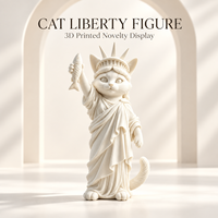 Statue de chat 3D imprimée en gros, figurine tenant un poisson, décoration de bureau originale, objet de collection, cadeau