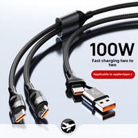 Câble de charge et de données 4-en-1 100W à double alimentation, super rapide, avec gaine en nylon tressé, compatible USB pour Huawei Type-C et Apple PD