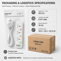 Stop Kontak Universal Tiga Lubang dengan 3 USB PD, Saklar Individual, Anti Beban Berlebih, dan Grounding