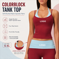 Supplier Tank Top Olahraga Wanita Bahan Katun Organik Kontras Berlapis, Slim Fit, High Stretch, untuk Yoga dan Fitness