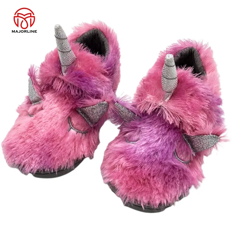 cozy slippers hot sale girls cute fleece boots home non-slip indoor baby soft-soled cotton animal sheep slippers for children