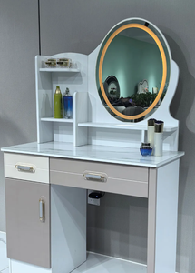Coiffeuse Moderne et Minimaliste avec Plateau en Verre, Miroir Intégré, <span class=keywords><strong>Meuble</strong></span> <span class=keywords><strong>de</strong></span> Rangement Luxe Tout-en-un pour Chambre à Coucher - Product Image 5