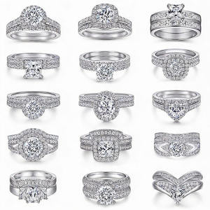 Cincin Kustom Grosir Perak Sterling 925 Janji Pertunangan Pernikahan Berlian Moissanite Alami 3A Cincin Kubik - Product Image 1