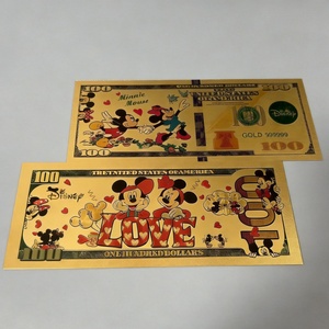 Tarjeta de dibujos animados de <span class=keywords><strong>Mickey</strong></span> Mouse, <span class=keywords><strong>Minnie</strong></span>, Donald Duck, Daisy, Goofy y <span class=keywords><strong>Pluto</strong></span>, billetes de banco de lámina dorada para regalos y souvenirs - Product Image 5
