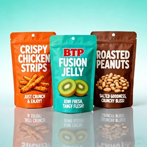 Custom Reusable Food Grade Stand Resealable Moisture Proof Plastic Bags Zipper Top Chewing Gum Sushi Crispy Chicken Strips Jelly - Product Image 1