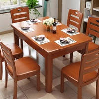 Table à manger compacte moderne en bois massif - Ensemble de meubles de salle à manger pour la maison et l'hôtel, réglable