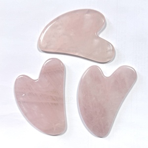 Rose Quartz Facial <b>Massage</b> Guasha Stone Set Heart Shape Natural Crystal for Face Care - Product Image 1