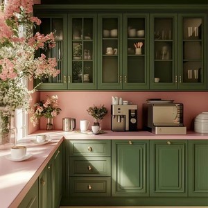 <span class=keywords><strong>Cucina</strong></span> Componibile in Legno Compensato Verde <span class=keywords><strong>Vintage</strong></span> a Forma di L, Personalizzabile per Spazi Indipendenti, Produzione Diretta - Product Image 3