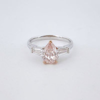 Anelli di Fidanzamento di Lusso a Goccia con 3 Diamanti Rosa Fantasia Coltivati in Laboratorio, in Oro Rosa e Bianco 18K, Anelli alla Moda per Donne