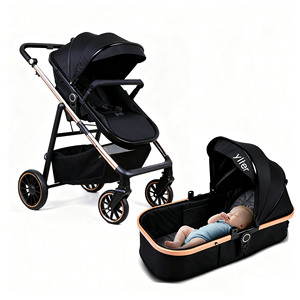Offre Spéciale <span class=keywords><strong>luxe</strong></span> 4-en-1 bébé poussette léger lin pliable poussette haute paysage Compact Portable deux sièges en gros - Product Image 6