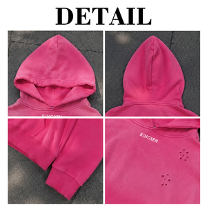 OEM Trendy Acid Washed Men's Gradient Color Splash Print Pullover Hoodie Wholesale Broken Making Old Design Loose Cotton Hoodies - Product Image 6