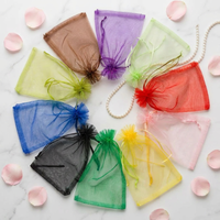 Logo-aanpasbare effenkleurige glanzende organza trekkoordtassen ORGANZA merkmodel OGSD gemaakt in China voor bruiloftfavoren en cadeaus