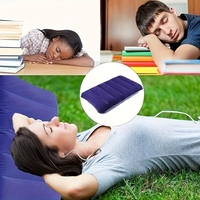 Oreiller de voyage portable oblong en vente chaude, oreiller de sieste de bureau, oreiller de voyage en PVC bleu moelleux, oreiller gonflable pour le cou