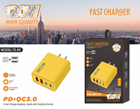 Cargador Multi-Puerto de 120W de Alta Calidad para Adaptador de Corriente Tipo C de 6A, Carga Rápida para Teléfono 15/16 Pro, Enchufe EU/US