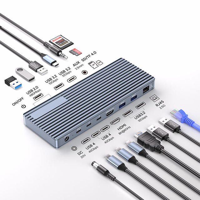 Thunderbolt4 USB-C 40Gbps USB 3.0 3.2 Gen2 DisplayLink Hub Laptop Stand Docking Station Aluminum Alloy 10+ Ports 8K for 2.0