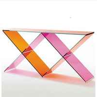 Table console en acrylique haute et arc-en-ciel, table console rectangulaire moderne en acrylique irisé