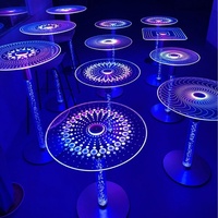 Table de bar en verre de style moderne avec éclairage intelligent RGB LED, taille personnalisable, commande tactile/sans fil pour la maison, le bar, la chambre ou l'hôtel