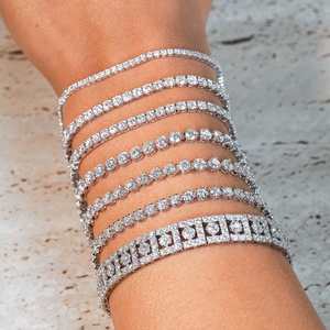 กำไลเทนนิสโมอิสซาไนต์ทรงกลมเจียระไนแบบบริลเลียนท์ ขนาด 3 มม. 4 มม. 5 มม. ชุบทองคำแท้บนเงินแท้ 925  รับรองโดยผู้เชี่ยวชาญ - Product Image 2