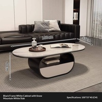 Table basse ovale moderne de luxe léger en dalle de pierre calcaire italienne, pour usage domestique, petit appartement, avec tiroirs combinés créatifs et simples