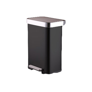 Cubo de Basura Moderno de Acero Inoxidable Negro con Pedal, Cuadrado, para Baño, Cocina u Oficina, con Tapa de Cierre Suave - Product Image 1
