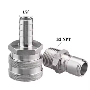 Acier inoxydable 304 Homebrew Bière Déconnexion Rapide Set Ball Lock <span class=keywords><strong>Style</strong></span> Fitting 1/2 "Barb et 1/2" NPT Connecteur Rapide Home Brewing - Product Image 4