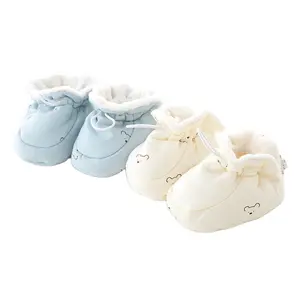 Autumn and winter Newborn 80g Cotton Shoes with Coral Plush white and blue baby boy shoes casual shoes