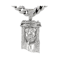 NL2279 Pendentif tête de Jésus Christ Fashion Full Diamond Alloy Pingente de cabeca de Jesus Cristo Material em liga metalica