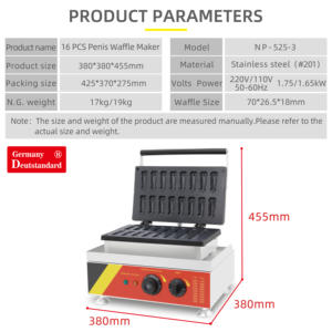 Plaque Interchangeable détachable personnalisée 110V 220V, moules métalliques érotiques antiadhésifs, fer à gaufres pour pénis - Product Image 5