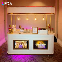 LEDA Nouveau design Chariot à salade blanc en acrylique pour événements (anniversaires, mariages) avec double écran LED