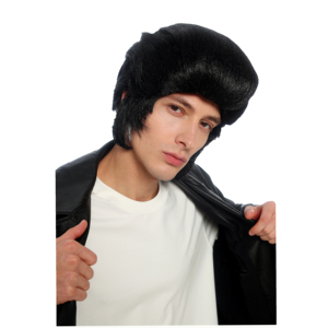 Perruque de <span class=keywords><strong>cosplay</strong></span> synthétique noire pour homme, style rock star Elvis, années 60, pour fête d'Halloween - Product Image 6