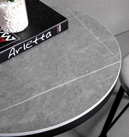 Ensemble de chaises de table haute de bar moderne de 3 pièces Table ronde confortable en dalle de roche Réception décontractée Balcon pour l'école Restaurant Bars
