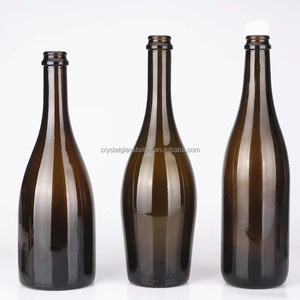 Bouteille de vin en verre ambré de 750 ml, bouteille de champagne pétillante pour vin rouge, vin mousseux avec bouchon en liège - Product Image 1