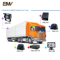 Enregistreur vidéo de voiture 4CH 720P AI ADAS avec capteur G, GPS, Wifi, écran tactile TFT HD, DVR de surveillance de véhicule avec garantie d'un an