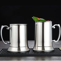 Chope en métal à double paroi en acier inoxydable avec logo personnalisé Caspian Chope à bière avec poignée Dernier produit en gros