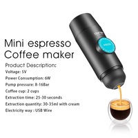 Machine à café portable électrique en plastique, entièrement automatique, double usage, pour l'extérieur, compatible avec les capsules italiennes