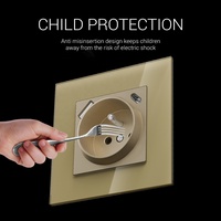 Prise murale standard européenne 86*86MM, taille standard, 2P+T, prise en verre trempé avec prise USB de type C, 250A 16A