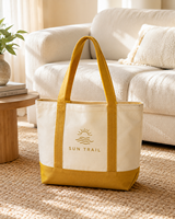 Sac fourre-tout en toile épissée grande capacité, fabrication de qualité supérieure, poignées à sangle avec détails raffinés