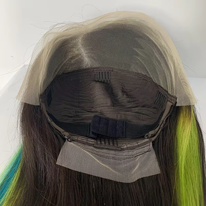 Parrucca Bob Corta in <span class=keywords><strong>Capelli</strong></span> Umani Vergini Remy Non Trattati, Densità 150%, Trasparente per Lace, Colore <span class=keywords><strong>Blu</strong></span> Verde, <span class=keywords><strong>Capelli</strong></span> Brasiliani, Vendita all'Ingrosso - Product Image 4